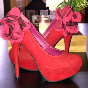 Red platform heels